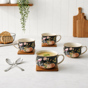 Floral Soup Mug Set