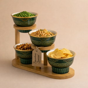 Emerald Bloom Snack Bowl Set