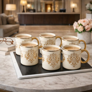 Sanskora- Ivory Coffee Tea Cups- Set of 6